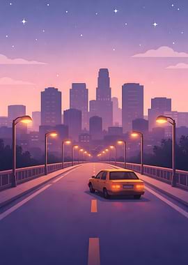 Cityscape Drive at Dusk