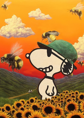 Snoopy in a Sunflower Field