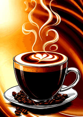 Steaming Cup of Coffee Illustration