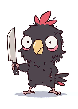 Cartoon Bird with Knife