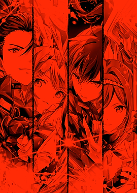 Red Anime Character Collage