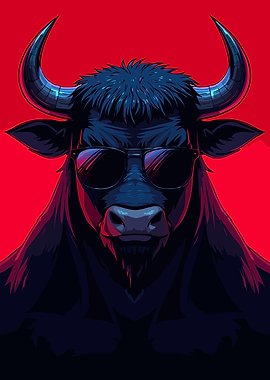 Cool Bull with Sunglasses Illustration