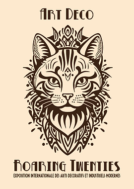 Art Deco Cat Roaring Twenties Poster