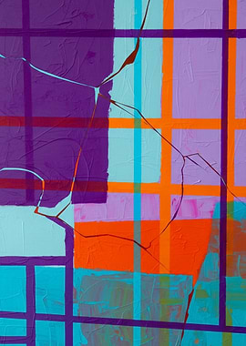 Abstract Grid Painting with Bold Colors