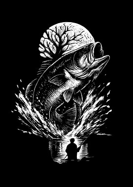 Bass Fishing Illustration