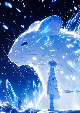 Anime Girl with Giant Mouse Spirit