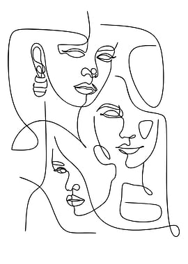 Minimalist Line Art: Women's Faces