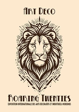 Art Deco Lion Roaring Twenties Poster