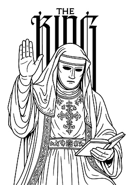 The King - Black and White Illustration