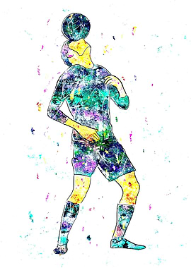 Colorful Soccer Player with Ball Art