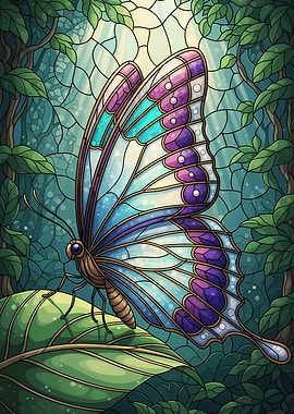 Butterfly Stained Glass Style Illustration