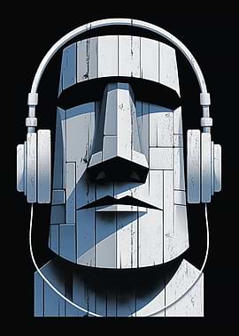 Moai DJ with Headphones