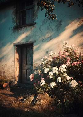 Rustic Cottage with Flowers