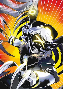 Abstract Robotic Figure with Glowing Accents