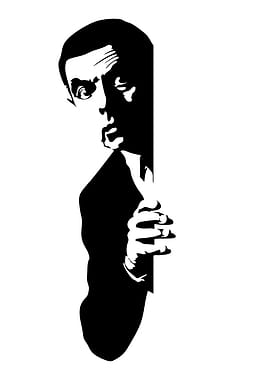 Mr. Bean Peeking Black and White