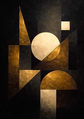 Abstract Geometric Gold and Black Art