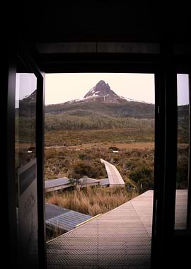 Mountain View from Inside Building