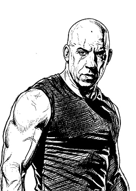 Vin Diesel Black and White Portrait