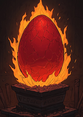 Fiery Red Dragon Egg on Altar