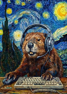 Gamer Beaver Starry Night