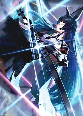 Anime Girl with Sword and Fox Ears