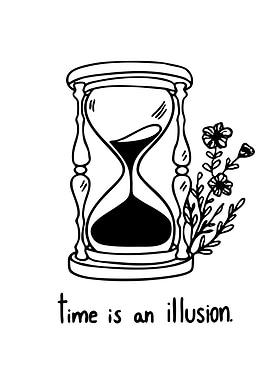 Hourglass with Flowers and Text
