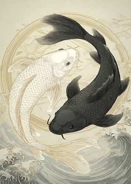 Yin Yang Koi Fish Illustration
