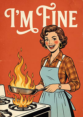 I'm Fine Retro Kitchen Disaster