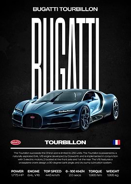 Bugatti Tourbillon Car Poster