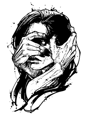 Black and White Portrait with Hands