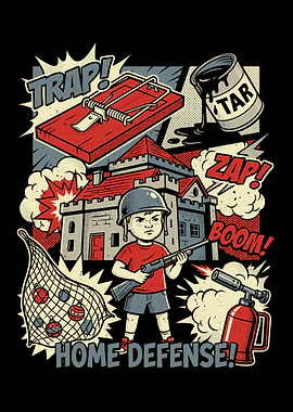 Home Defense Comic Style Illustration