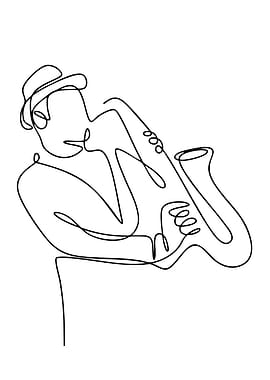 Saxophone Player Line Art