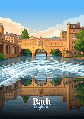 Bath England Cityscape Illustration