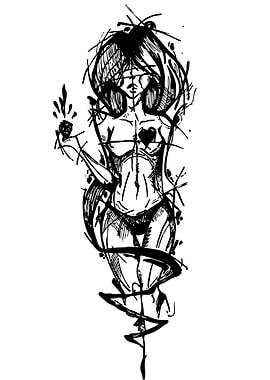 Abstract Woman Figure Black and White