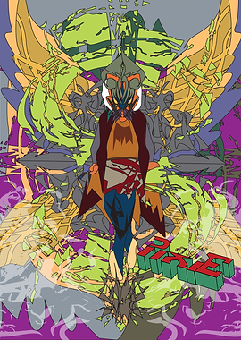 Character in Abstract Half Gain Background