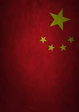 Chinese Flag with Grunge Texture
