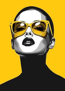 Woman with Yellow Sunglasses Art