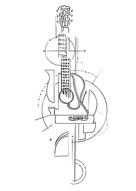 Abstract Guitar Line Art