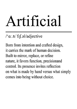 Artificial Definition – White | Minimalist Typography Poster