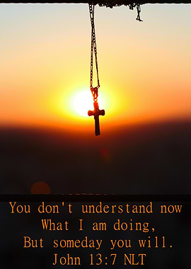 Cross Necklace Silhouette at Sunset