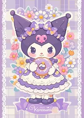 Kuromi with Donut and Flowers