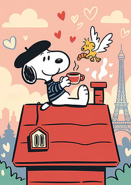 Snoopy in Paris with Woodstock