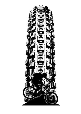 Mountain Bike Tire Track Silhouette