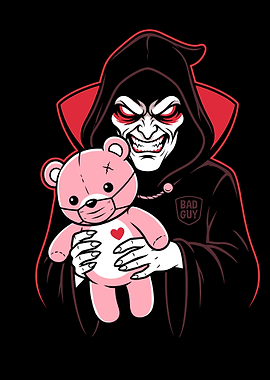 Creepy Figure Holding Teddy Bear