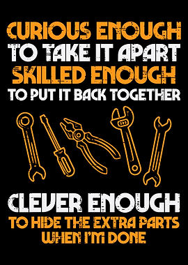 Funny Mechanic Quote Poster, Tool Lover Wall Art, Humorous Workshop Garage Print