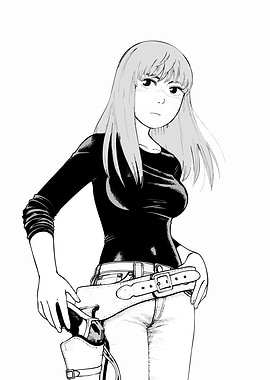 Cowgirl with Gun Manga Style