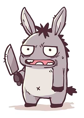 Cartoon Donkey with Knife