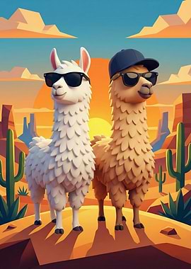 Cool Llamas in the Desert
