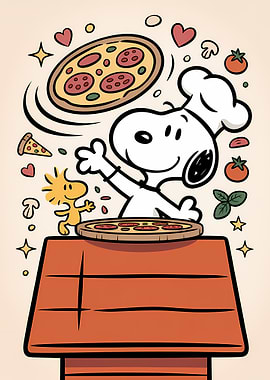Snoopy and Woodstock Pizza Party