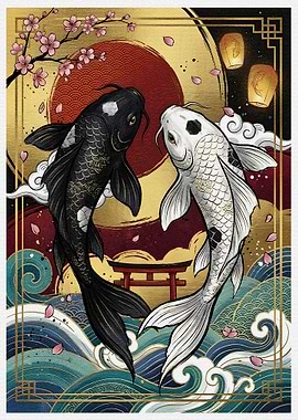 Yin Yang Koi Fish Illustration